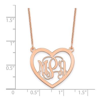 14K Rose Gold Personalized Monogram Heart Necklace – view 2