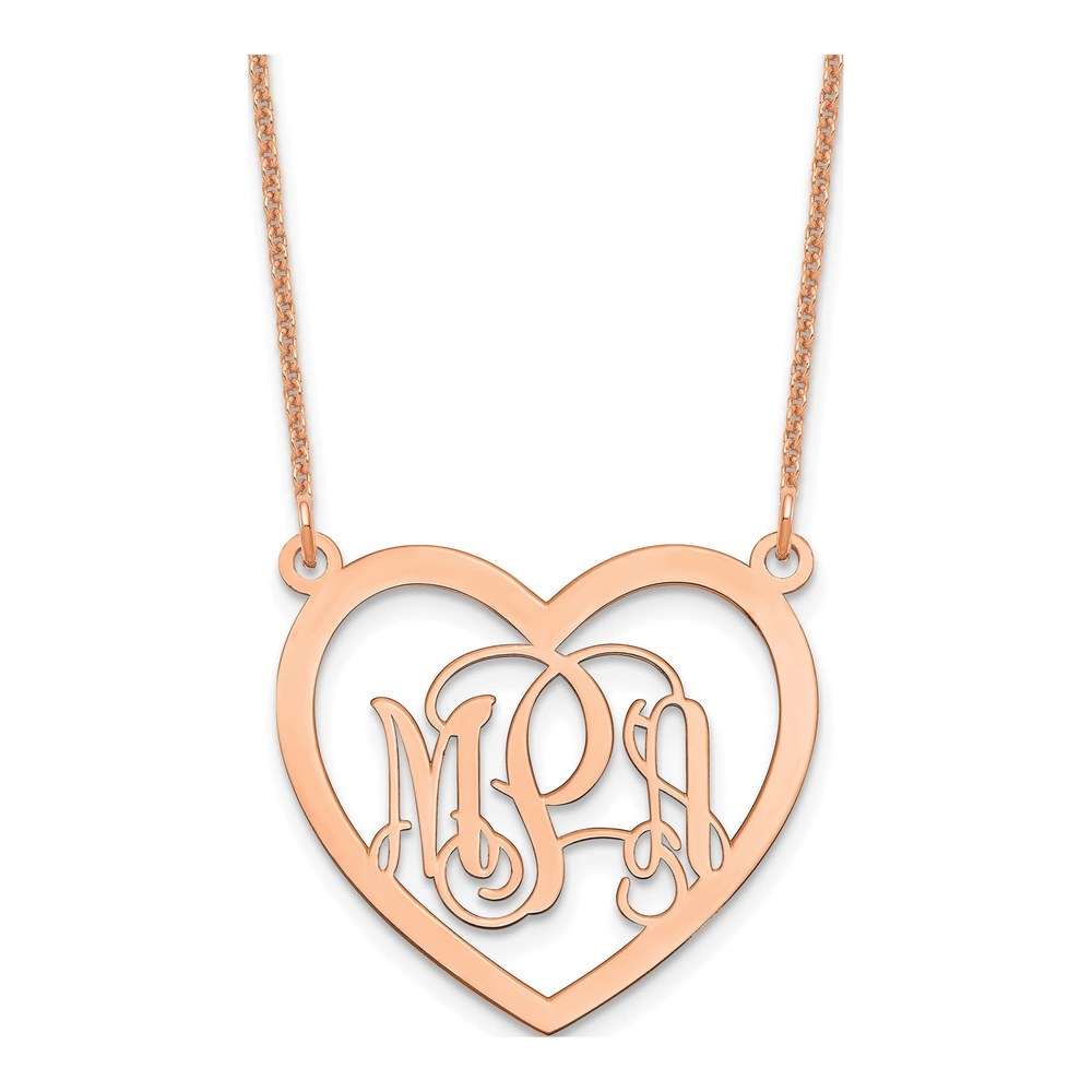 14K Rose Gold Personalized Monogram Heart Necklace