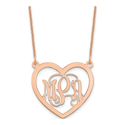 14K Rose Gold Personalized Monogram Heart Necklace