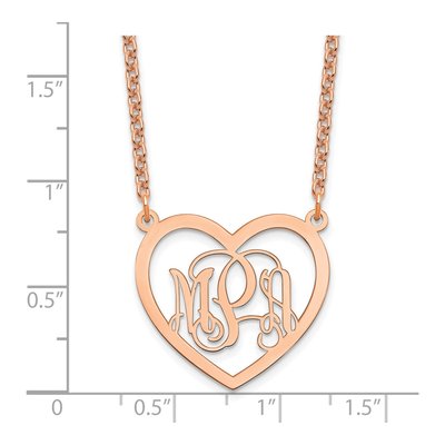 Rose Gold-Plated Sterling Silver Personalized Monogram Heart Necklace – view 2