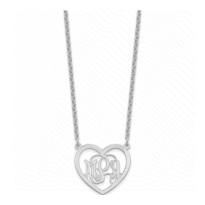 Sterling Silver Personalized Monogram Heart Necklace – view 2