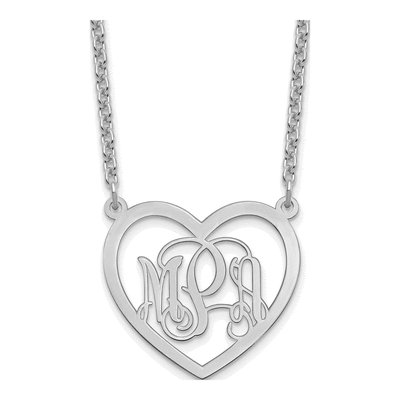 Sterling Silver Personalized Monogram Heart Necklace