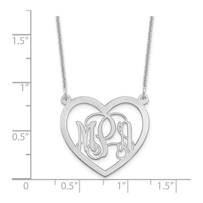 14K White Gold Personalized Monogram Heart Necklace – view 3