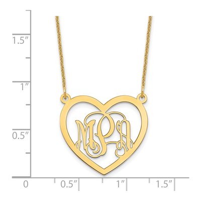 14K Yellow Gold Monogram Heart Necklace, Personalized – view 3