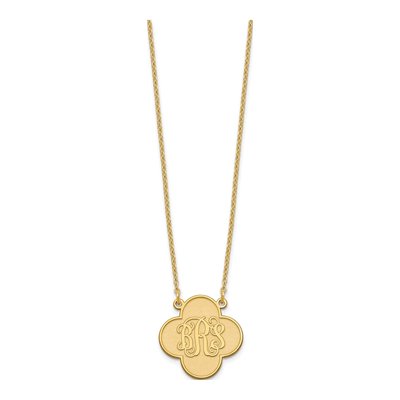 Gold-Plated Sterling Silver Personalized Clover Monogram Necklace – view 2