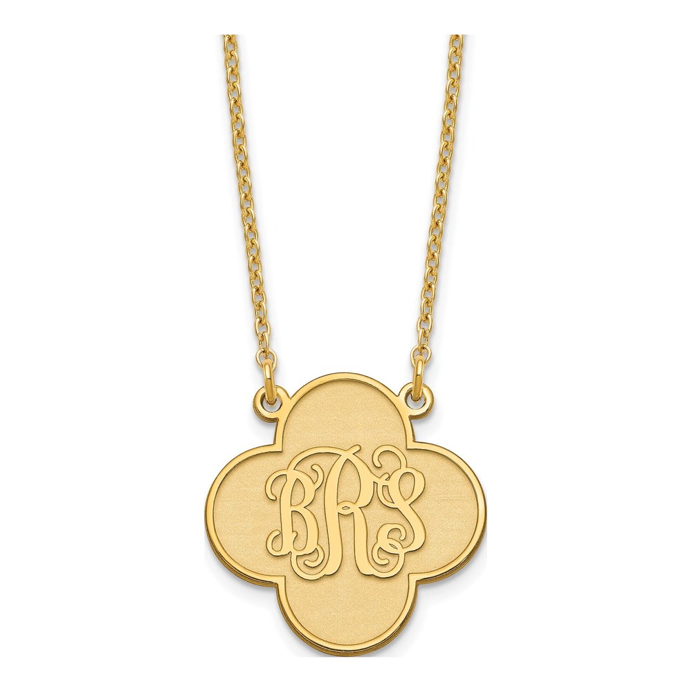 Gold-Plated Sterling Silver Personalized Clover Monogram Necklace