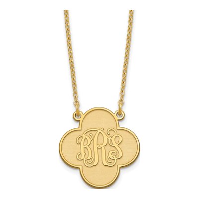 Gold-Plated Sterling Silver Personalized Clover Monogram Necklace