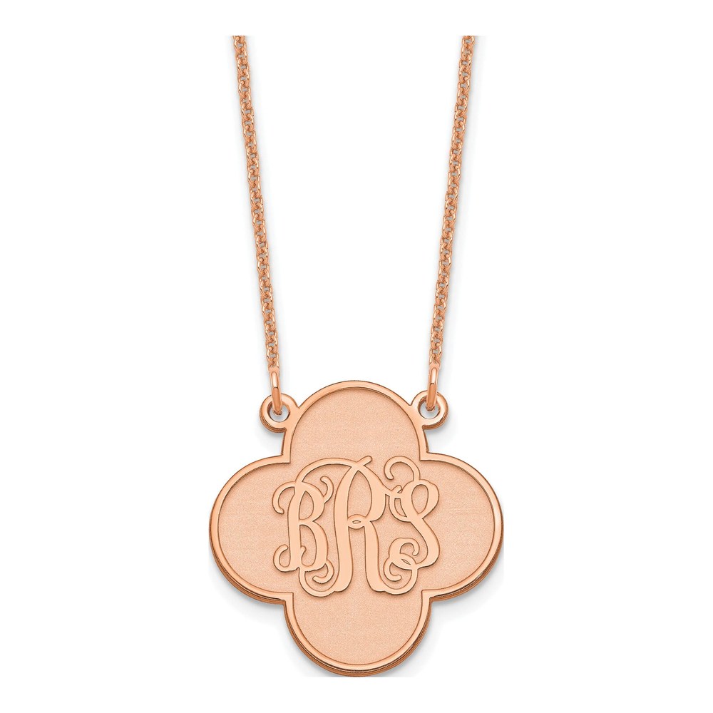 14K Rose Gold Personalized Clover Monogram Necklace
