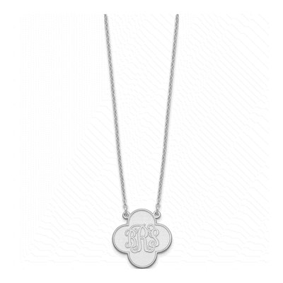 Sterling Silver Personalized Clover Monogram Necklace – view 2