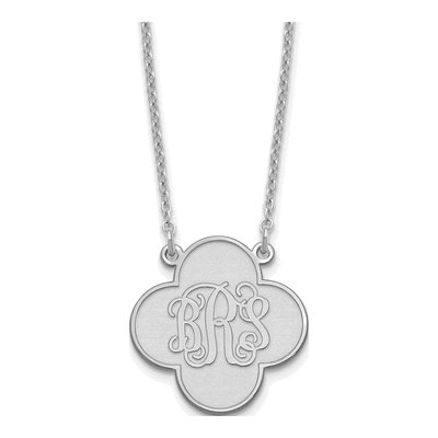 Sterling Silver Personalized Clover Monogram Necklace