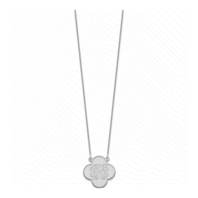 14K White Gold Clover Monogram Necklace – view 2