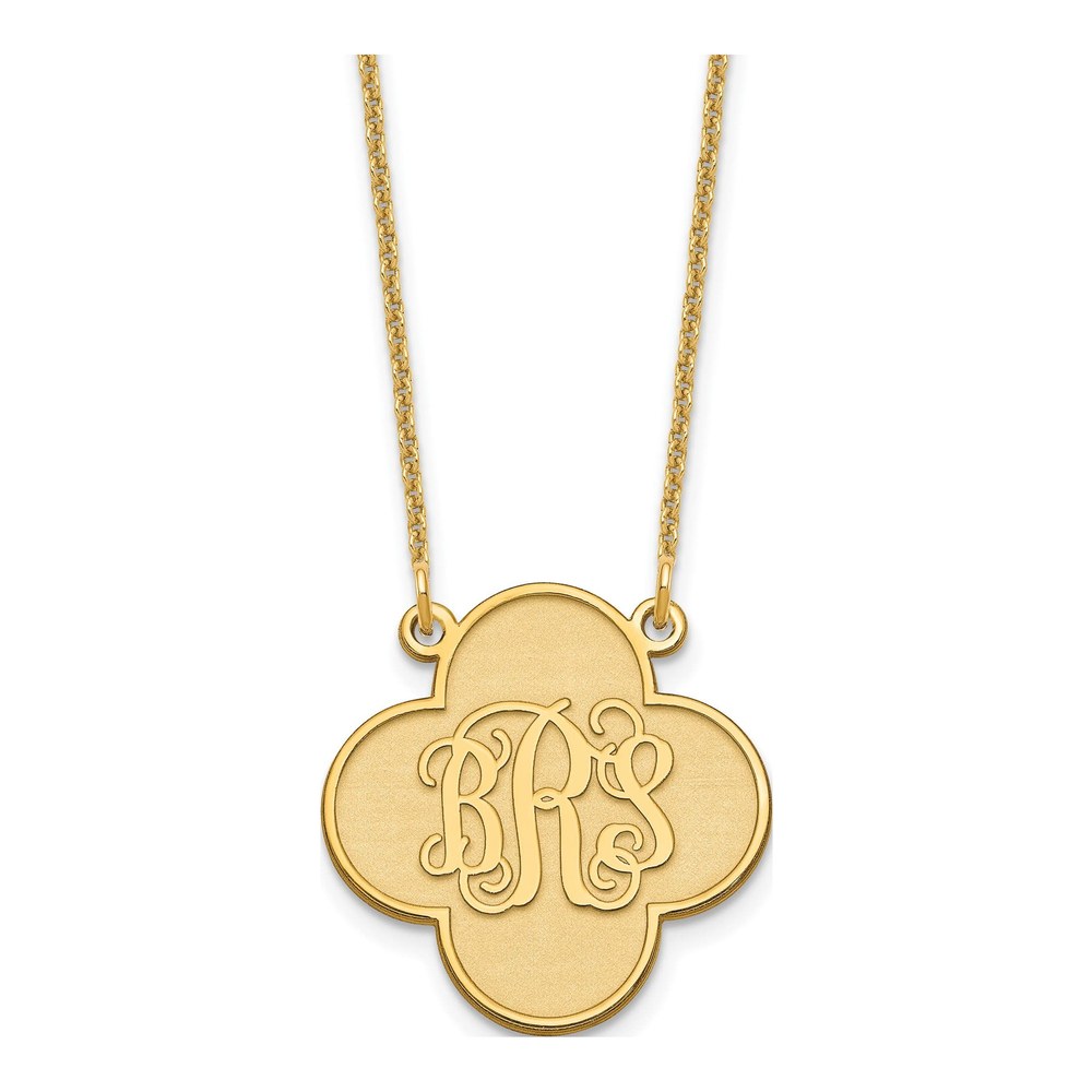 14K Yellow Gold Personalized Clover Monogram Necklace