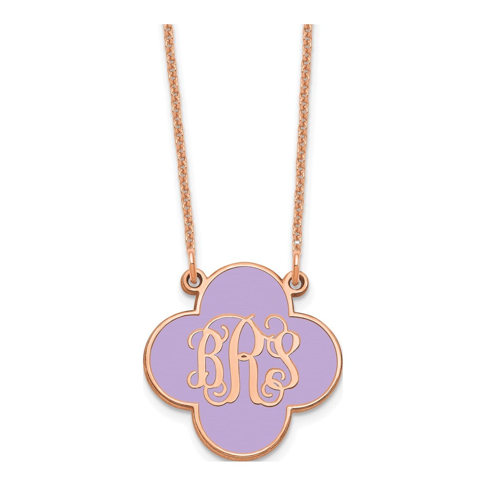 14K Rose Gold Clover Monogram Necklace