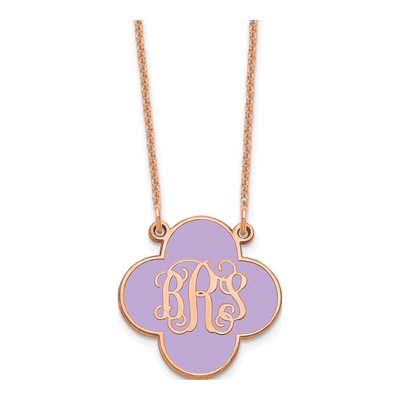 14K Rose Gold Clover Monogram Necklace