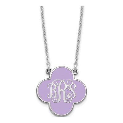 Sterling Silver Personalized Clover Monogram Necklace