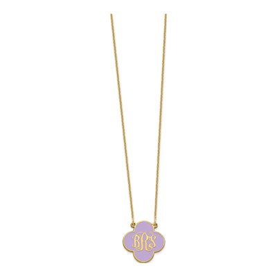14K Yellow Gold Personalized Clover Monogram Necklace – view 2