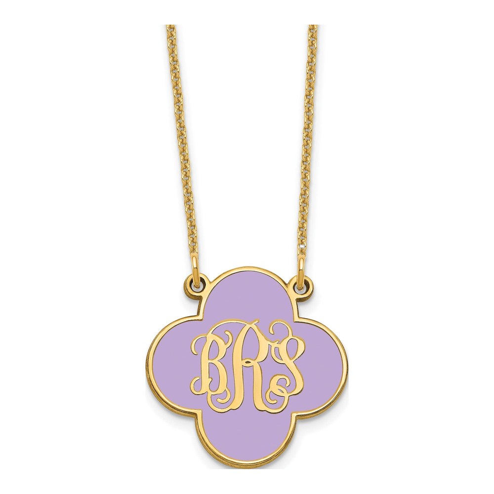 14K Yellow Gold Personalized Clover Monogram Necklace