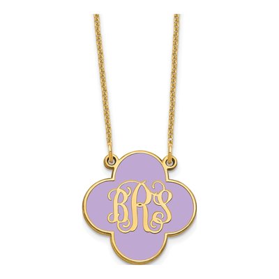 14K Yellow Gold Personalized Clover Monogram Necklace