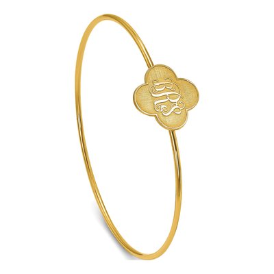 Gold-Plated Sterling Silver Personalized Clover Monogram Slip-On Bangle Bracelet – view 6