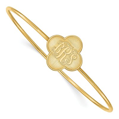 Gold-Plated Sterling Silver Personalized Clover Monogram Slip-On Bangle Bracelet