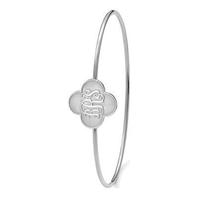 Sterling Silver Personalized Clover Monogram Bangle Bracelet – view 5