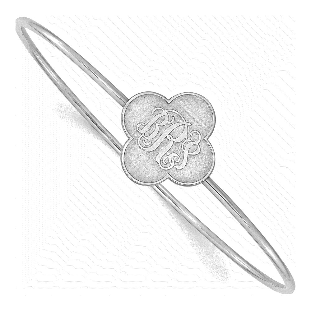 Sterling Silver Personalized Clover Monogram Bangle Bracelet