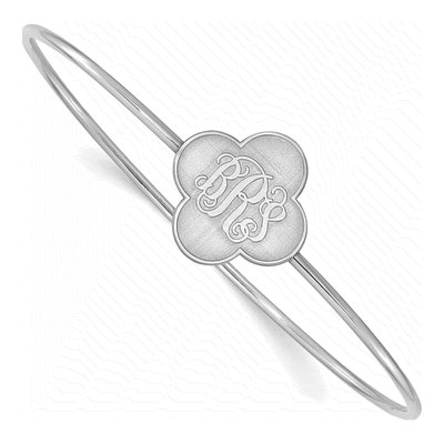 Sterling Silver Personalized Clover Monogram Bangle Bracelet