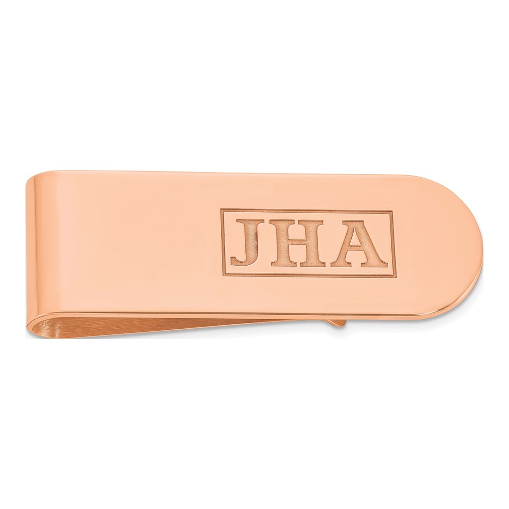 14K Rose Gold Monogram Money Clip