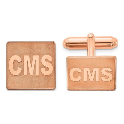 Rose-Plated Square Monogram Cuff Links