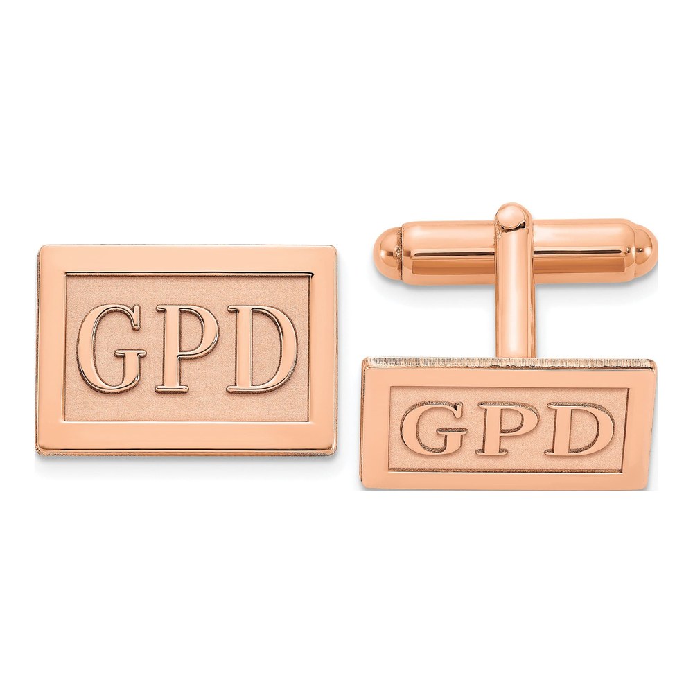 Personalized Rose-Plated Monogram Cuff Links