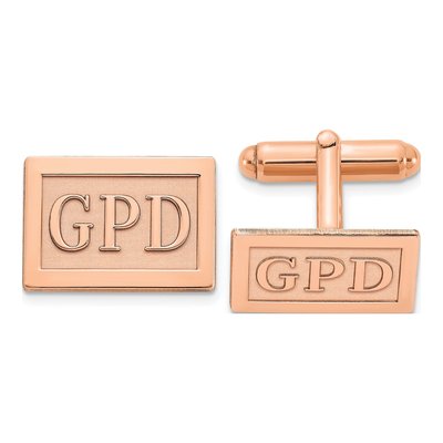 Personalized Rose-Plated Monogram Cuff Links