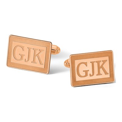 Personalized Rose-Plated Monogram Cuff Links – view 3