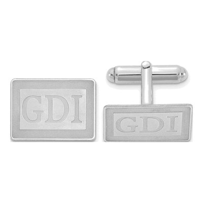 Men's Sterling Silver Monogram Rectangle Cuff Links