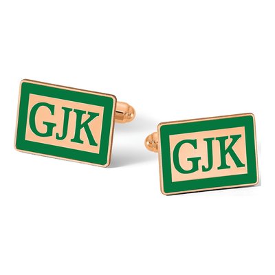Personalized Rose-Plated Monogram Cuff Links – view 3