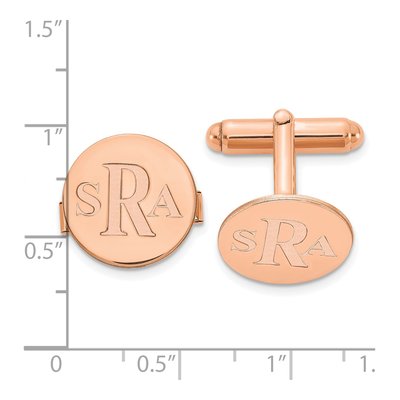 Personalized Rose-Plated Monogram Round Cuff Links – view 2