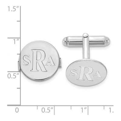Men's Sterling Silver Monogram Round Cuff Links – view 2