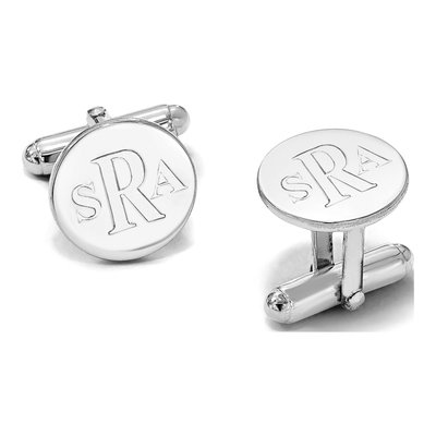 Men's Sterling Silver Monogram Round Cuff Links – view 3