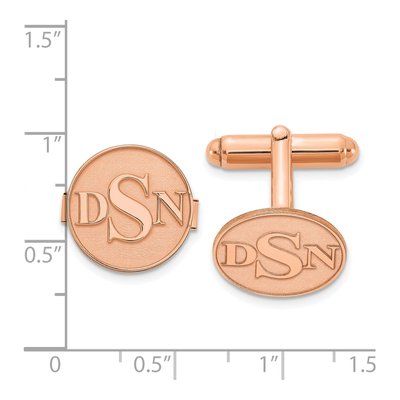 Personalized Rose Plated Round Monogram Cuff Links – view 2