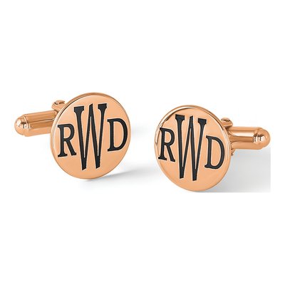 Personalized Rose-Plated Monogram Cuff Links – view 3