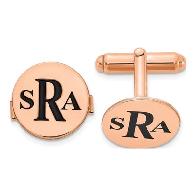Personalized Rose-Plated Monogram Cuff Links