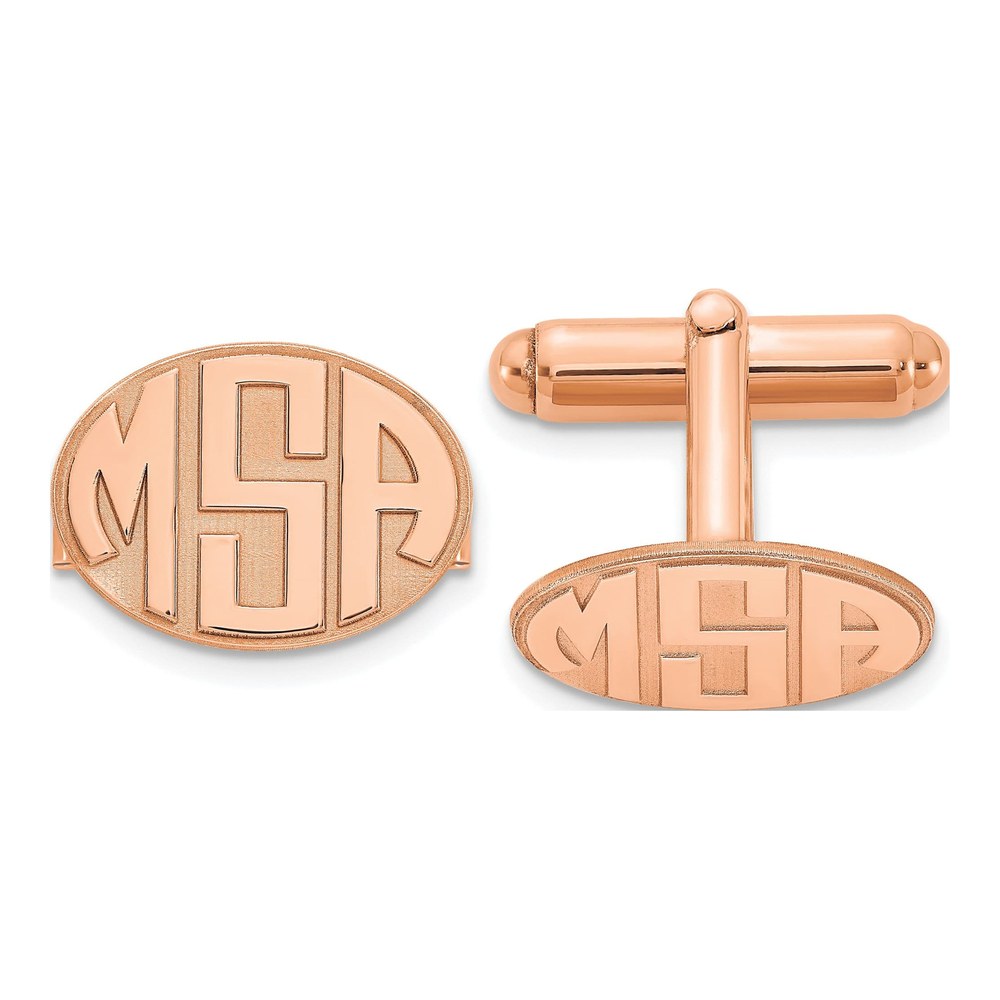 Personalized Sterling Silver Rose-Plated Cuff Links