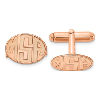 Personalized Rose-Plated Monogram Cuff Links