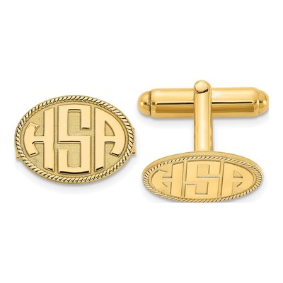Personalized Monogram Cuff Links, SS & Gold Plated