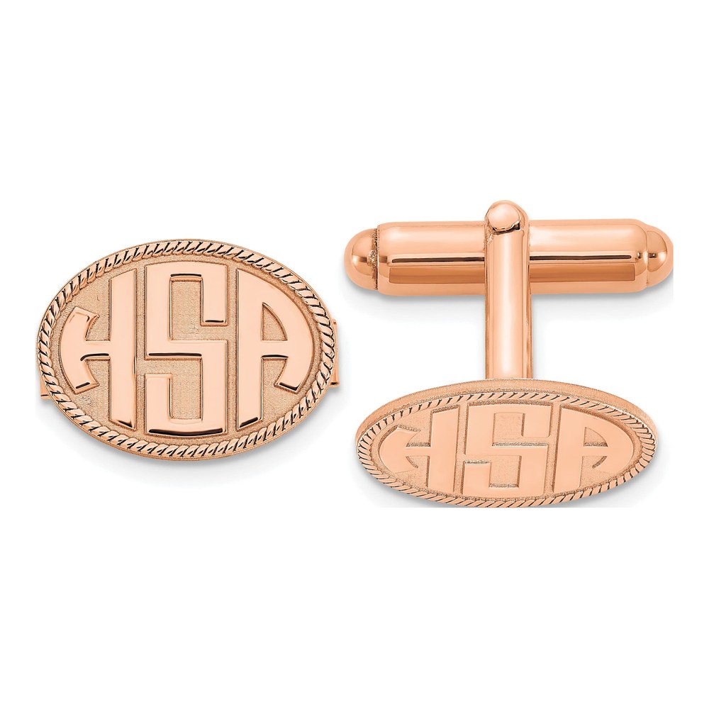 Personalized Rose-Plated Monogram Cuff Links