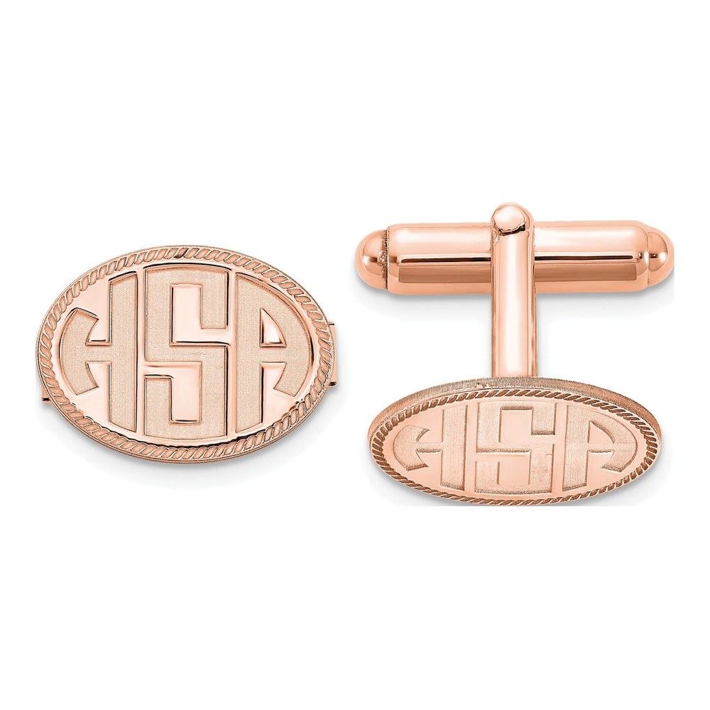 Personalized Monogram Cuff Links, Rose-Plated