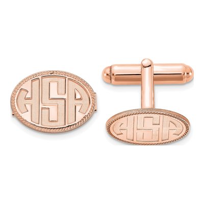 Personalized Monogram Cuff Links, Rose-Plated