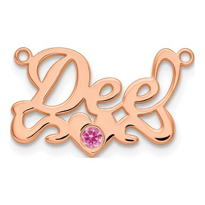 14K Rose Gold Birthstone Heart Name Plate Pendant – view 2