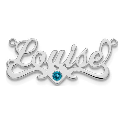14K White Gold Personalized Birthstone Heart Pendant