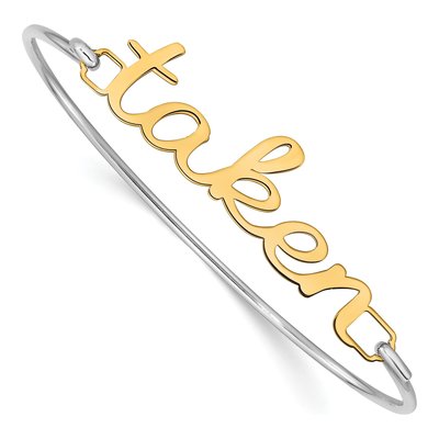 Gold-Plated Sterling Silver Name Plate on Bangle Bracelet – view 2