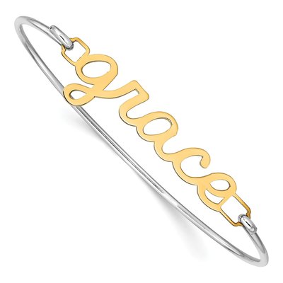 Gold-Plated Sterling Silver Name Plate on Bangle Bracelet – view 4